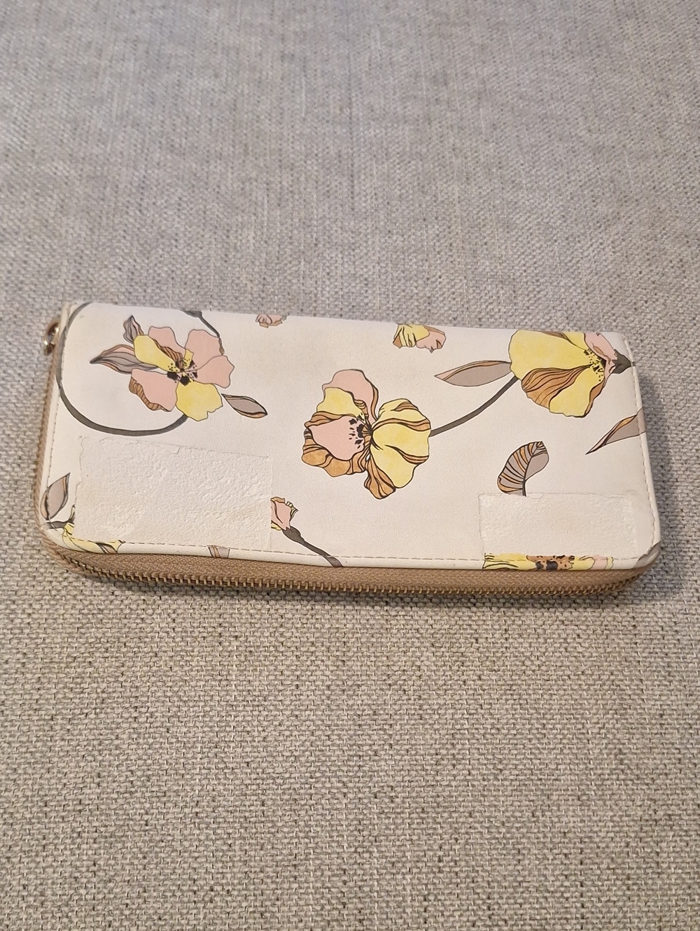a new day Cream Floral Zip-Around Wallet with Yellow and Pink Accents
